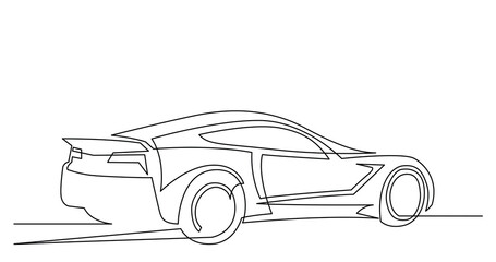 continuous line drawing of elegant concept sport car - PNG image with transparent background