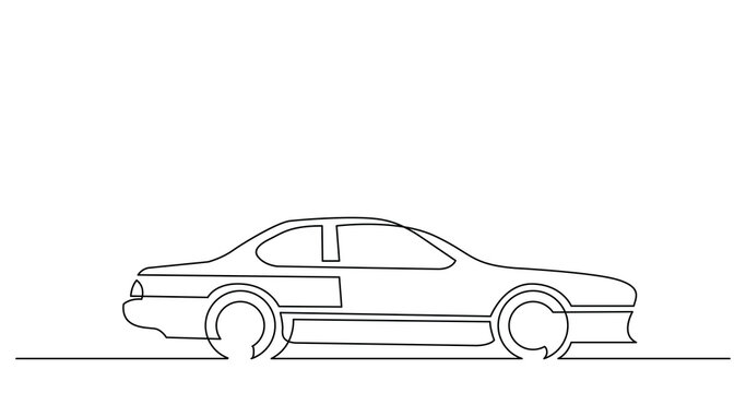 continuous line drawing of classic car - PNG image with transparent background