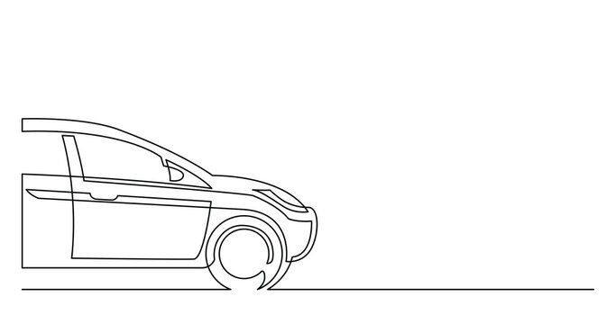 continuous line drawing of front side of modern car - PNG image with transparent background