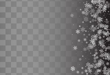 Silver Snowfall Vector Transparent Background.