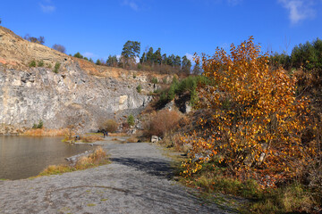The emerald lake from Racos village, near the volcano, Transylvania, Brasov county, Romania, Europe