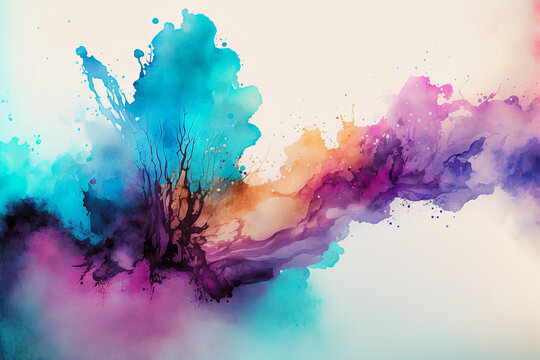 ai midjourney generated illustration of a watercolor splash in trend colors