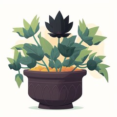 Mobile game asset potted plant illustrated in vector style by Generative AI