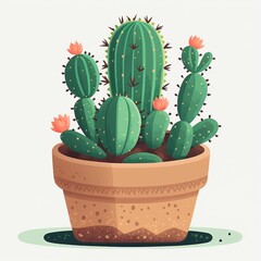 Mobile game asset potted plant illustrated in vector style by Generative AI