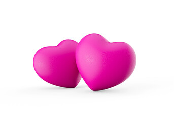 valentine's day, two hearts for lovers, White background 3d illustration