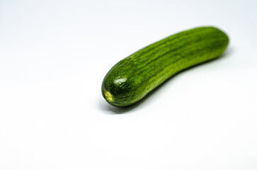 Close-Up of Fresh Cucumber on White Background