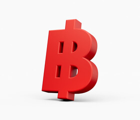 Baht icon, Red 3d style 3d illustration