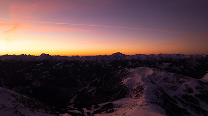 sunrise in the snow dolomites
