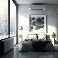 Modern room with air conditioning. Generative AI.