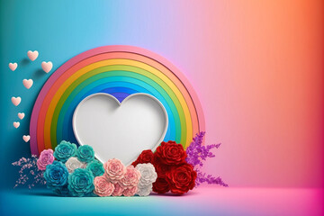 Hintergrund mit Platzhalter für Valentinstag in Regenbogenfarben für Homosexuelle - Generative Ai