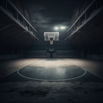 Empty basketball court. Generative AI.