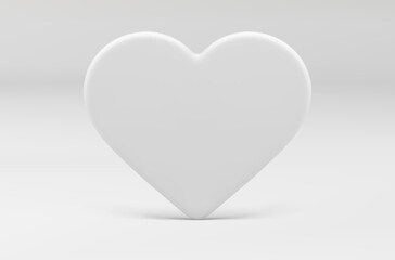 White heart wall 3d slim romantic decor element wedding marriage event celebration realistic vector