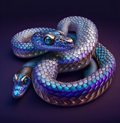Obraz premium rare blue double-headed snake
