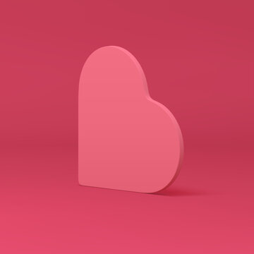 Pink 3d heart cute romantic wedding marriage decor element isometric design realistic vector