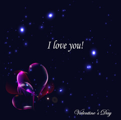 Valentine's card conveys feelings of love, and sympathy. Beautiful background with hearts, greeting card. I love you!