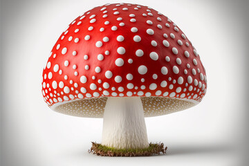 Large fly agaric with a large hat on a white background - obrazy, fototapety, plakaty