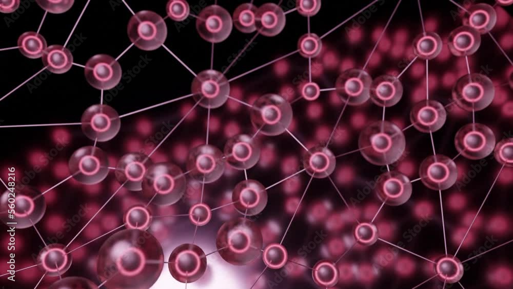 Poster molecules with lines move in waves. design. biological chains of molecular bonds moving in waves. mo
