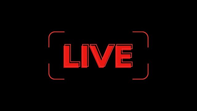 Live Stream sign. Red symbol, button of live streaming, broadcasting, online stream emblem. Alpha channel. For tv, shows and social media live