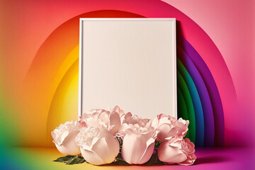 Hintergrund mit Platzhalter für Valentinstag in Regenbogenfarben für Homosexuelle - Generative Ai