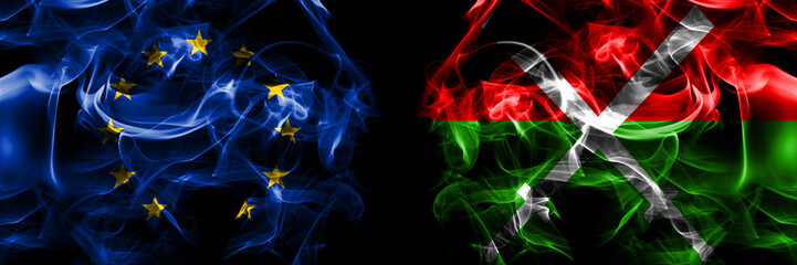 Flags of EU, European Union vs Myanmar, Kachin State