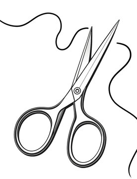 recommend clip art: Scissors Cutting String Line Art | Cutting Ties, Sewing, Craft Concept | Midjourney Ai Generated