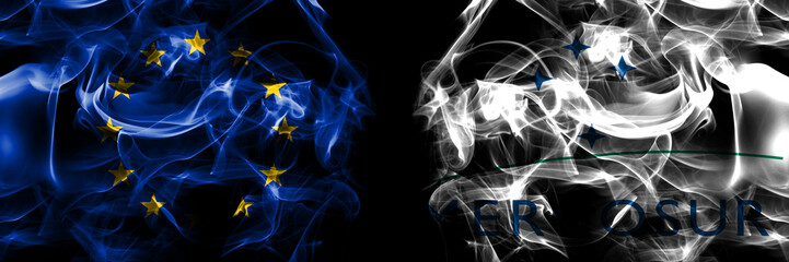 Flags of EU, European Union vs Organizations, Mercosur