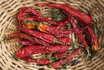 red hot chili peppers in basket