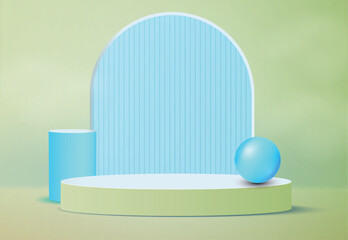 3d podium with colorful background product presentation mock up