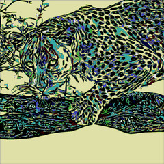 abstract leopard on tree