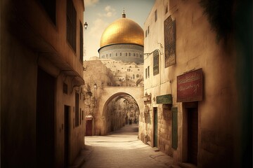 Fototapeta premium jerusalem ol city color illustration