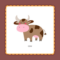 card with cow flat vector illustration