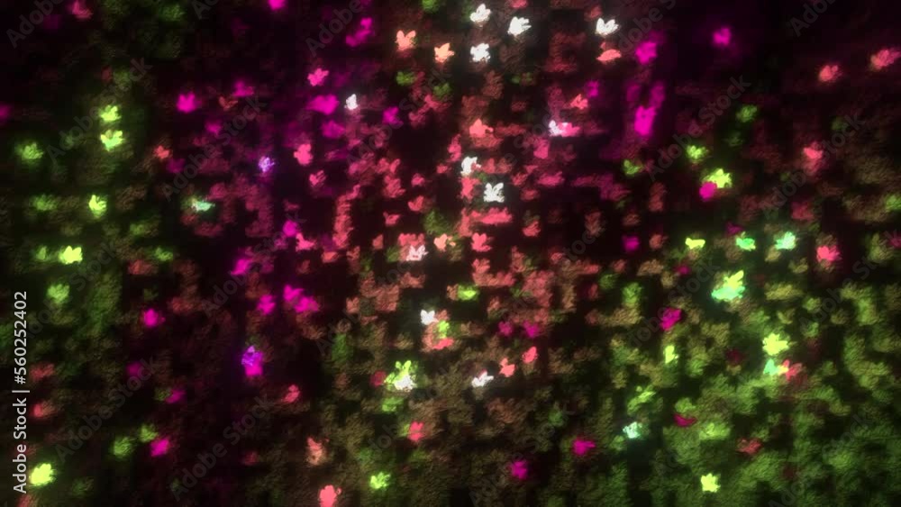 Poster colorful flashing dots for festive background. motion. computer glowing dots blink in disco style. f