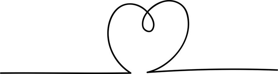 Continuous Line Drawing of Heart. Love Symbol. Minimalist Illustration