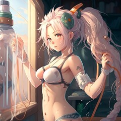 Fototapeta premium Cute anime girl with hot body