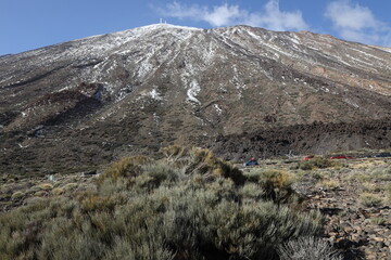 El Teide Im Dezember 2022 teilweise mit Schnee bedeckt