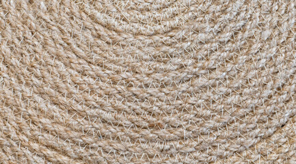 Texture of stitched rope surface close-up