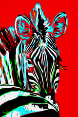 Fototapeta na wymiar abstract colorful head of a zebra