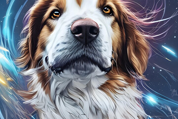 Ilustração de um cachorro peludo - Arte gerada por IA - obrazy, fototapety, plakaty