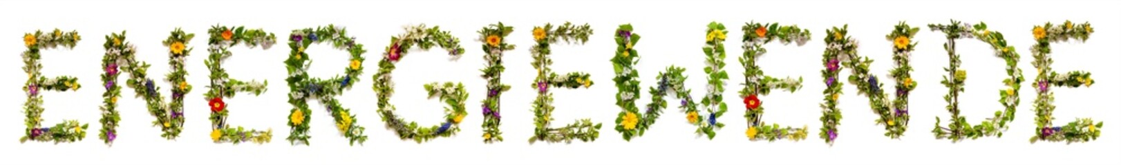Blooming Flower Letters Building German Word Energiewende Means Energy Transition