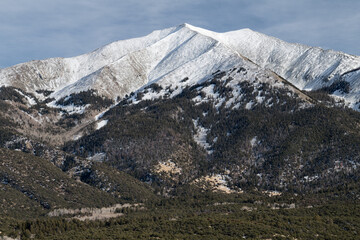 13,580 Foot Twin Peaks viewed from the San Luis Valley.
Twin Peaks is part of the Sangre de Cristo Range south of the Great Sand Dunes National Park.