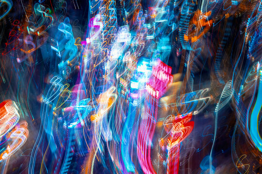 Abstract bokeh light night trails in Japan