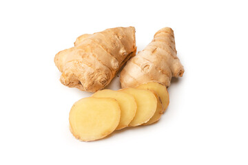 Ginger root isolated on white background.