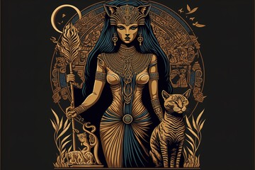 Bastet ancient Egyptian goddess. AI