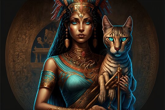 Bastet ancient Egyptian goddess. AI