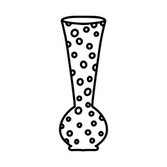 Decorative vase in hand drawn doodle style. Isolated vector illustration.