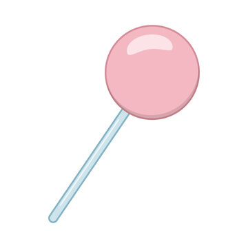 Image of a pink lollipop, flat, cartoon style.