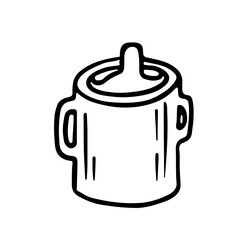 Baby drink bottle doodle illustration in vector. Hand drawn icon.