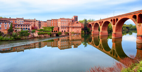 Panoramic view of Albi town, France - obrazy, fototapety, plakaty