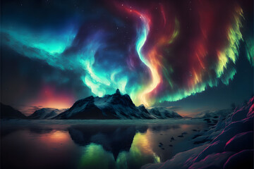 The Northern Lights: A Stunning Aurora Borealis in the Sky, Generative AI