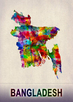 Bangladesh Map in Watercolor